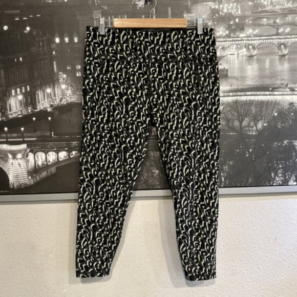 Sweaty Betty Power 7/8 Workout Leggings Green Leopard Print Side Pocket Sz Large - Picture 1 of 9